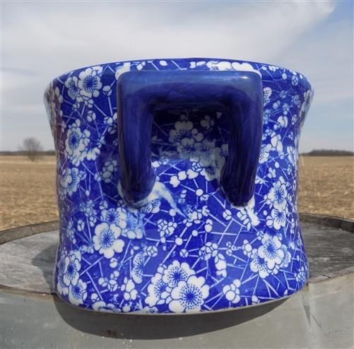 Foot bath - Chinese Porcelain Foot Bath, Blue Calico Floral Chinoiserie Decor A27M by The Old Grainery (asian, blue, calico)