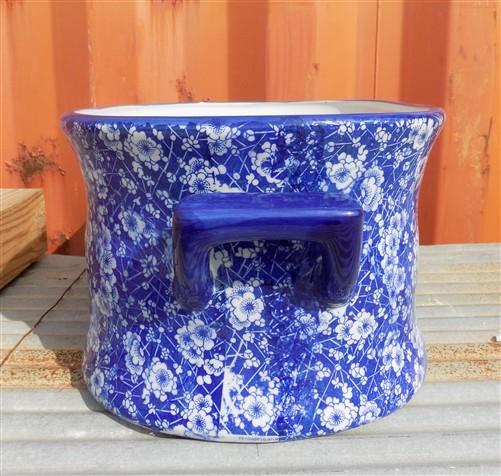 Foot bath - Chinoiserie Foot Bath Bowl, Large Blue Calico Floral Porcelain A28M by The Old Grainery (asian, blue, calico)