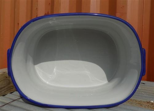 Foot bath - Chinoiserie Foot Bath Bowl, Large Blue Calico Floral Porcelain A28M by The Old Grainery (asian, blue, calico)