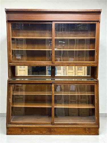 Antique Oak Apothecary Cabinet, Glass Display Case, Tall Store Fixture, Pharmacy