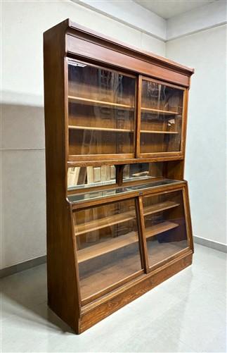 Antique Oak Apothecary Cabinet, Glass Display Case, Tall Store Fixture, Pharmacy