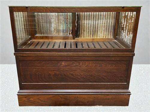 Display Case - Oak Cigar Humidor, Vintage Display Case Cabinet, Glass Store Counter, Showcase by The Old Grainery (country...