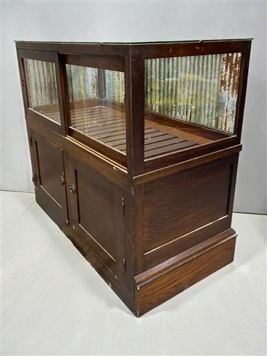 Display Case - Oak Cigar Humidor, Vintage Display Case Cabinet, Glass Store Counter, Showcase by The Old Grainery (country...