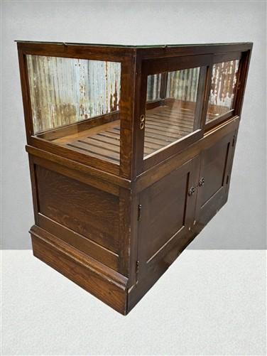 Display Case - Oak Cigar Humidor, Vintage Display Case Cabinet, Glass Store Counter, Showcase by The Old Grainery (country...