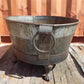 Rustic Wash Tub Planter Pot, Metal Footed Farmhouse Flower Bucket B