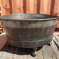 Rustic Wash Tub Planter Pot, Metal Footed Farmhouse Flower Bucket B