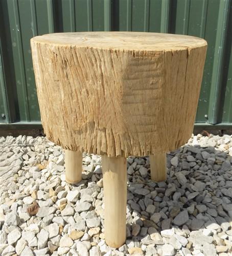 Handmade Rustic Log Stool, 3 Leg Wood Side Table Plant Stand A