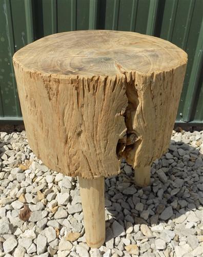 Handmade Rustic Log Stool, 3 Leg Wood Side Table Plant Stand A