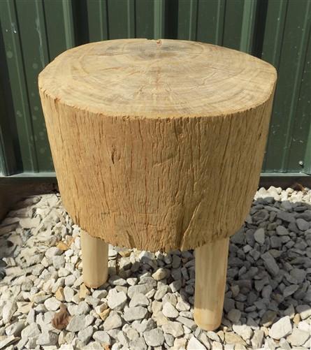 Handmade Rustic Log Stool, 3 Leg Wood Side Table Plant Stand A