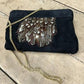 Clutch purse - 70s Ruth Saltz Suede Clutch Purse, Vintage Feathered Shoulder Bag by The Old Grainery (1970s, bag, black)