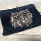 Clutch purse - 70s Ruth Saltz Suede Clutch Purse, Vintage Feathered Shoulder Bag by The Old Grainery (1970s, bag, black)