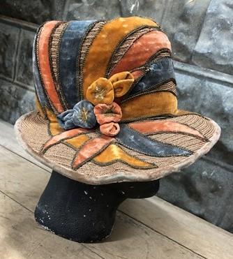 Sun hat - Gage Brothers Womens Sun Hat, Vintage Velvet Embellished Woven Gage Millinery by The Old Grainery (chicage, dres...