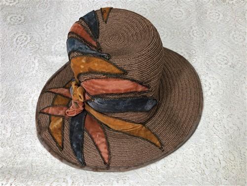 Sun hat - Gage Brothers Womens Sun Hat, Vintage Velvet Embellished Woven Gage Millinery by The Old Grainery (chicage, dres...