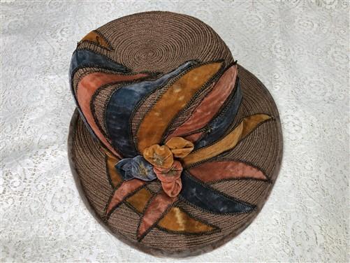 Sun hat - Gage Brothers Womens Sun Hat, Vintage Velvet Embellished Woven Gage Millinery by The Old Grainery (chicage, dres...