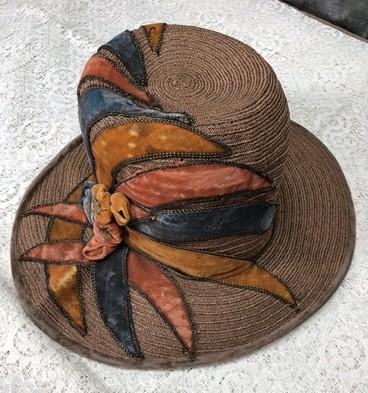 Sun hat - Gage Brothers Womens Sun Hat, Vintage Velvet Embellished Woven Gage Millinery by The Old Grainery (chicage, dres...