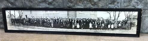 1920s Sciota IL Christian Church Photo, Antique Yardlong Panorama A