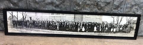 1920s Sciota IL Christian Church Photo, Antique Yardlong Panorama A