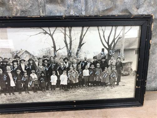 1920s Sciota IL Christian Church Photo, Antique Yardlong Panorama A