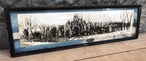 1925 Sciota IL Christian Church Historical Winter Photo, Antique Framed Photo C