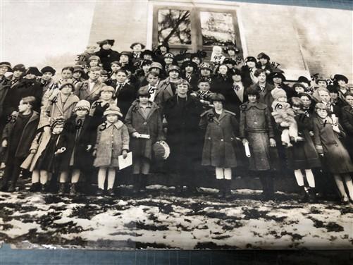 1925 Sciota IL Christian Church Historical Winter Photo, Antique Framed Photo C