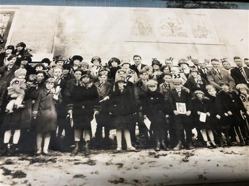 1925 Sciota IL Christian Church Historical Winter Photo, Antique Framed Photo C