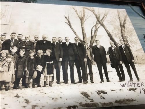 1925 Sciota IL Christian Church Historical Winter Photo, Antique Framed Photo C