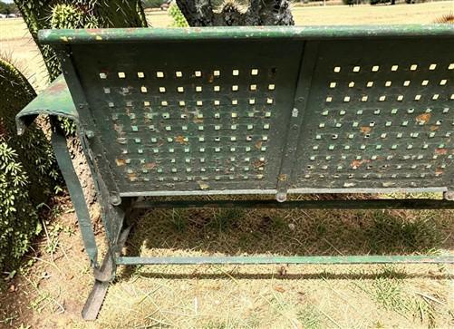 Glider - Metal Porch Glider Bench, Vintage Garden Patio Seat, Green Chippy Paint, Outdoor by The Old Grainery (antique, ga...