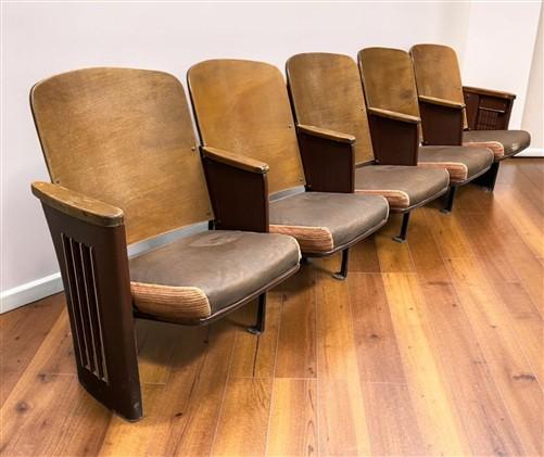 Theater Seats - 5 Padded Folding Theater Seats, Auditorium Theatre Seat, Entryway Bench D3 by The Old Grainery (art deco,...
