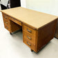 Desk - 54" Wood Desk, Vintage Mid-Century Double Pedestal 6 Drawer Home Office Desk by The Old Grainery (antique desk, com...