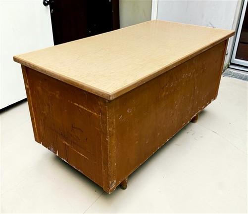 Desk - 54" Wood Desk, Vintage Mid-Century Double Pedestal 6 Drawer Home Office Desk by The Old Grainery (antique desk, com...