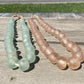 Home Goods - Blue Pink Recycled Glass Beads African Trade Beads, Sea Glass Style, 2 Strands by The Old Grainery (African,...
