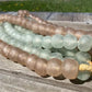 Home Goods - Blue Pink Recycled Glass Beads African Trade Beads, Sea Glass Style, 4 Strands by The Old Grainery (African,...