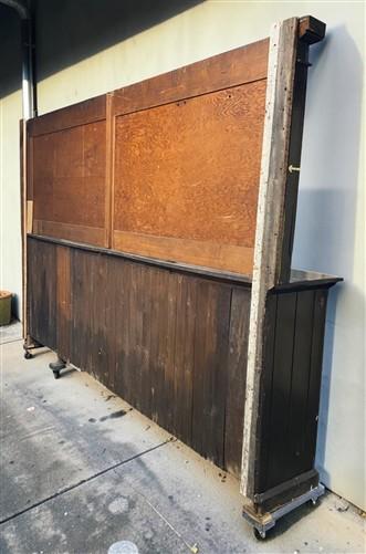 Vintage Front & Back Bar Set, Wood Counter, Mirrored Back Bar