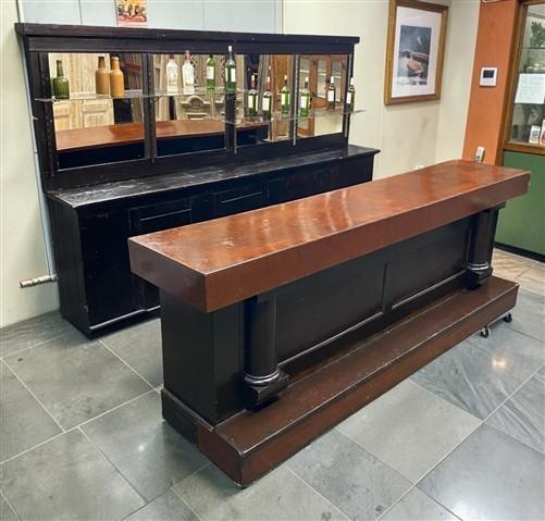 Back and Front Bar Set - Vintage Front & Back Bar Set, Wood Counter, Mirrored Back Bar Cabinet Restaurant by The Old Grain...