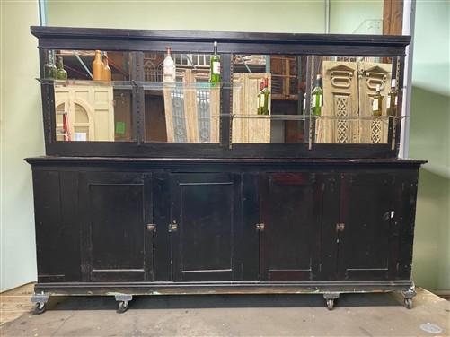 Back and Front Bar Set - Vintage Front & Back Bar Set, Wood Counter, Mirrored Back Bar Cabinet Restaurant by The Old Grain...