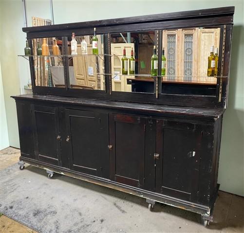 Back and Front Bar Set - Vintage Front & Back Bar Set, Wood Counter, Mirrored Back Bar Cabinet Restaurant by The Old Grain...