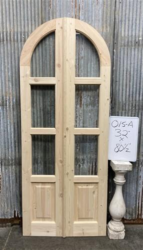 Arched French Double Doors (32x80.5) 3 Pane Glass European Styled Doors O15-A