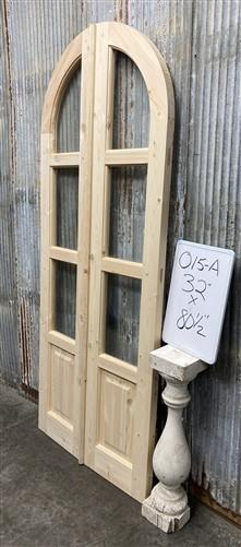 Arched French Double Doors (32x80.5) 3 Pane Glass European Styled Doors O15-A