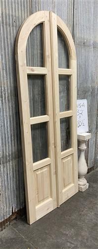 Arched French Double Doors (32x80.5) 3 Pane Glass European Styled Doors O15-A