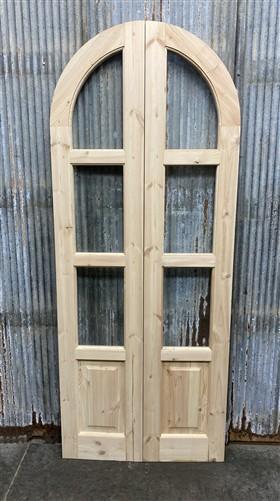 Arched French Double Doors (32x80.5) 3 Pane Glass European Styled Doors O15-A
