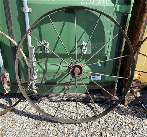 Home & Living > Outdoor & Gardening - 5 Cast Iron Implement Wheels, Wagon Wheel, Tractor Steel Rims, Industrial Age H by T...