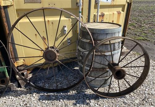 Home & Living > Outdoor & Gardening - 5 Cast Iron Implement Wheels, Wagon Wheel, Tractor Steel Rims, Industrial Age H by T...