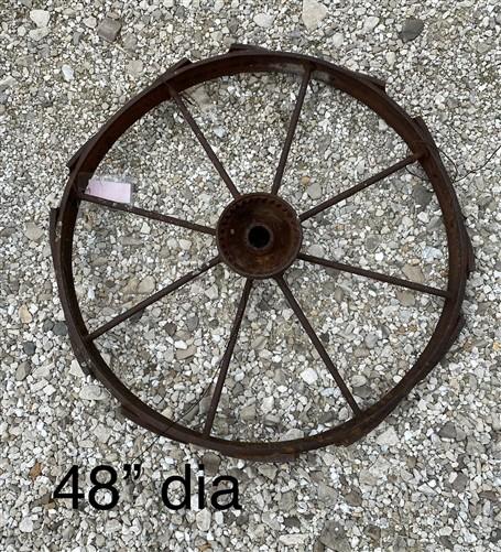 Home & Living > Outdoor & Gardening - 5 Cast Iron Implement Wheels, Wagon Wheel, Tractor Steel Rims, Industrial Age H by T...