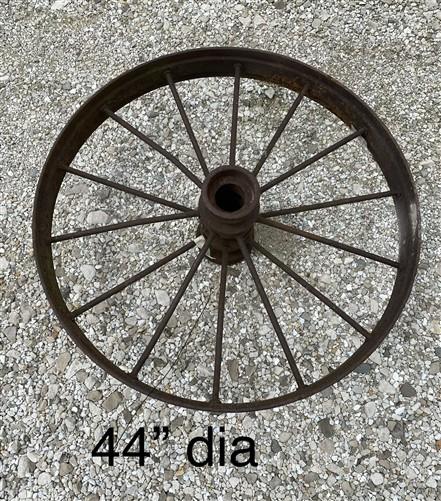 Home & Living > Outdoor & Gardening - 5 Cast Iron Implement Wheels, Wagon Wheel, Tractor Steel Rims, Industrial Age H by T...