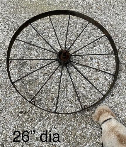 Home & Living > Outdoor & Gardening - 5 Cast Iron Implement Wheels, Wagon Wheel, Tractor Steel Rims, Industrial Age H by T...