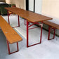 Table - Vintage German Oktoberfest Beer Garden Table & Bench, Honey Brown Outdoor Set H1 by The Old Grainery (20 inches, 3...