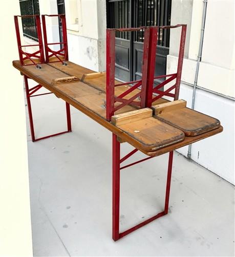 Table - Vintage German Oktoberfest Beer Garden Table & Bench, Honey Brown Outdoor Set H1 by The Old Grainery (20 inches, 3...
