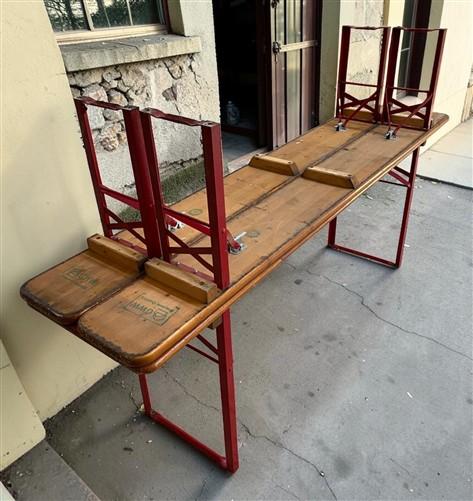 Table - Vintage German Oktoberfest Beer Garden Table & Bench, Honey Brown Outdoor Set H1 by The Old Grainery (20 inches, 3...