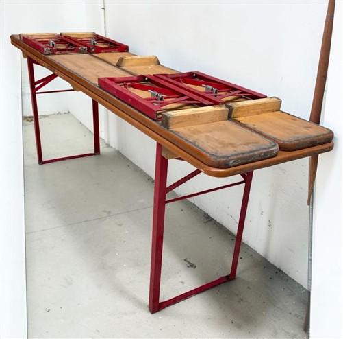 Table - Vintage German Oktoberfest Beer Garden Table & Bench, Honey Brown Outdoor Set H2 by The Old Grainery (beer garden...