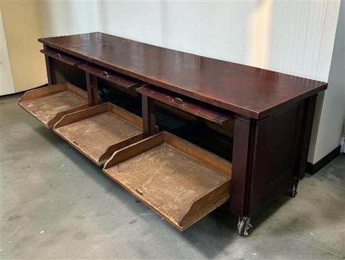 Store Counter - Vintage 10' Store Counter Display Table, Industrial General Store Cabinet, A by The Old Grainery (Bar, cou...